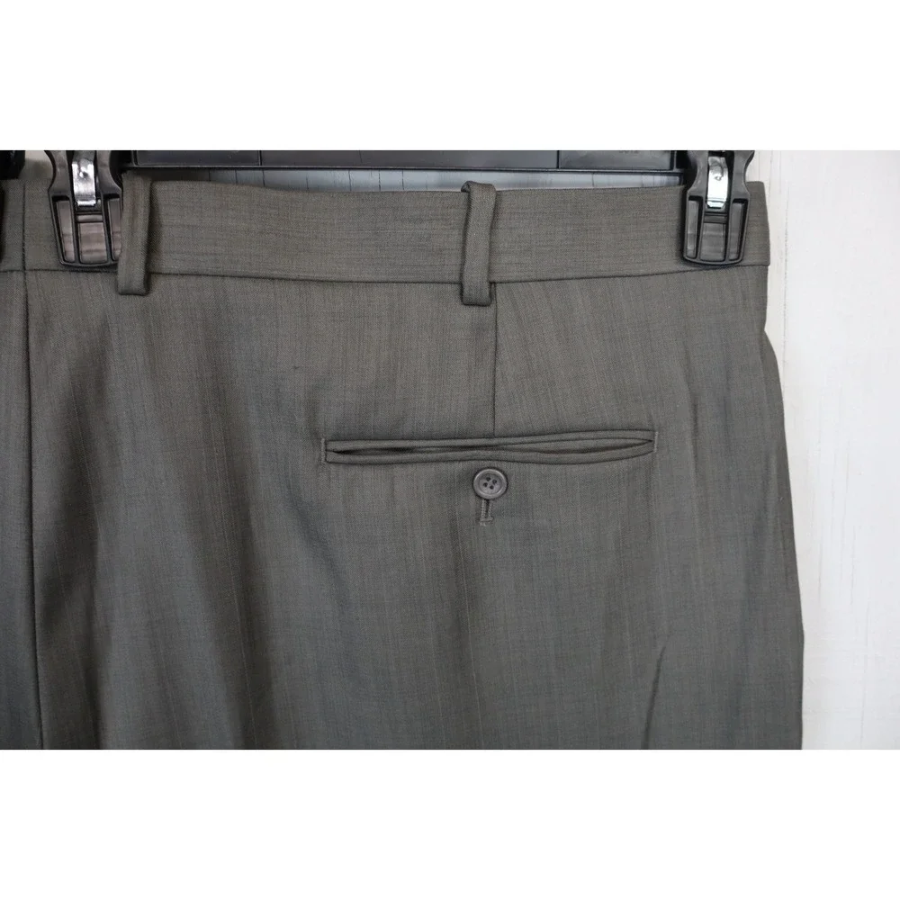 Mens Caravelli Super 150s Dress‎ Pants Pleated Dark Taupe Gray Size 50 x UFN New